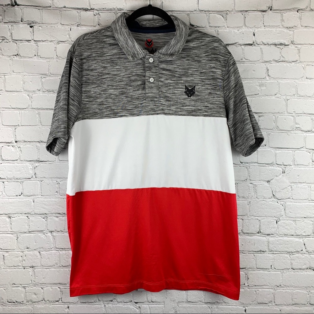 Atlas Premier Polo Shirt Gray White &‎ Red